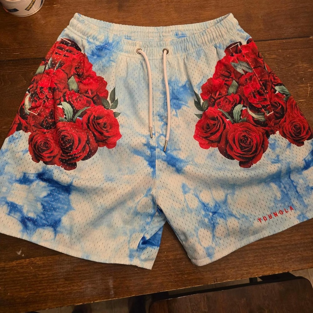YoungLA 141 Mesh Shorts "Roses Are Red"